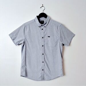 RVCA Gray Slim Fit Short Sleeve Button Down Shirt, Size M